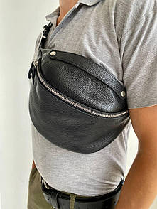 Сумка бананка чоловіча, з натуральної шкіри флотар 807510 (Чорний)