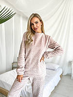 Махровая молодёжная тёплая пижама цвет бежевый 42-44 46-48 50-52 54-56