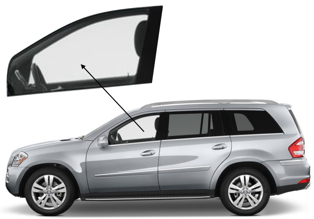 Бічне скло Mercedes GL 2006-2011 W164 передніх дверей ліве, фото 1