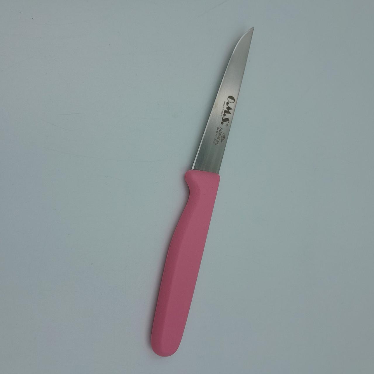 Кухонний ніж із бакелітовою ручкою. Довжина — 20,5 см (лезо — 10 см), OMS Collection, арт.6104 рожевий
