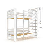 Ліжко двоярусне спортивне ліжко (babyson 10) 190*80 см біле + шведська стінка, фото 3