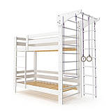 Ліжко двоярусне спортивне ліжко (babyson 10) 190*80 см біле + шведська стінка, фото 5