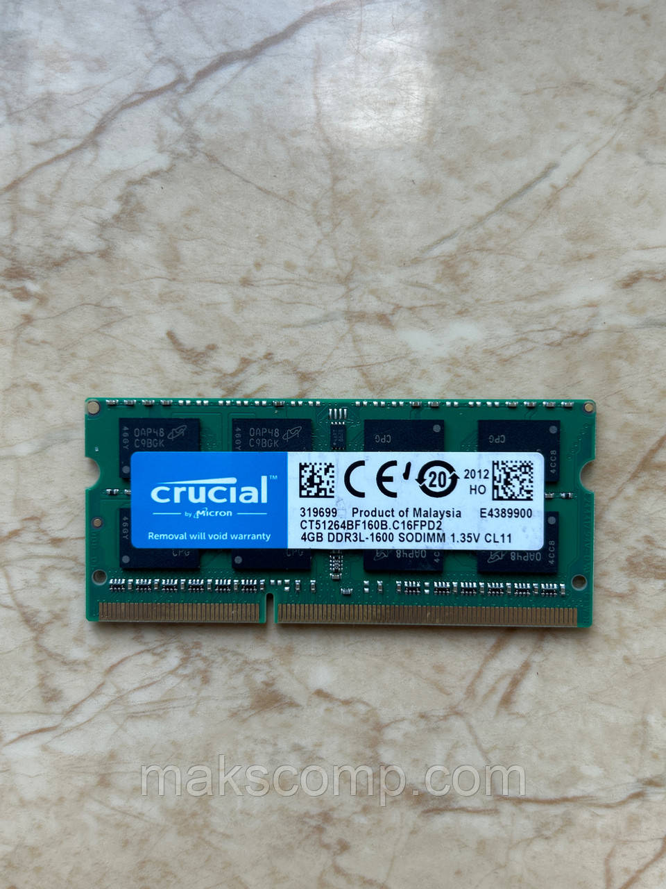 Пам'ять Crucial 4Gb DDR3-1600 So-DIMM PC3L-12800S 1.35/1.5v (CT51264BF160B)