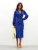 Нарядне вечірнє жіноче плаття-міді на запах з довгим рукавом, синє, фото 5