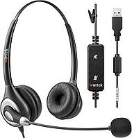 USB-гарнитура с микрофоном, шумоподавлением и управлением звуком, компьютерные наушники для , Amazon, Германия
