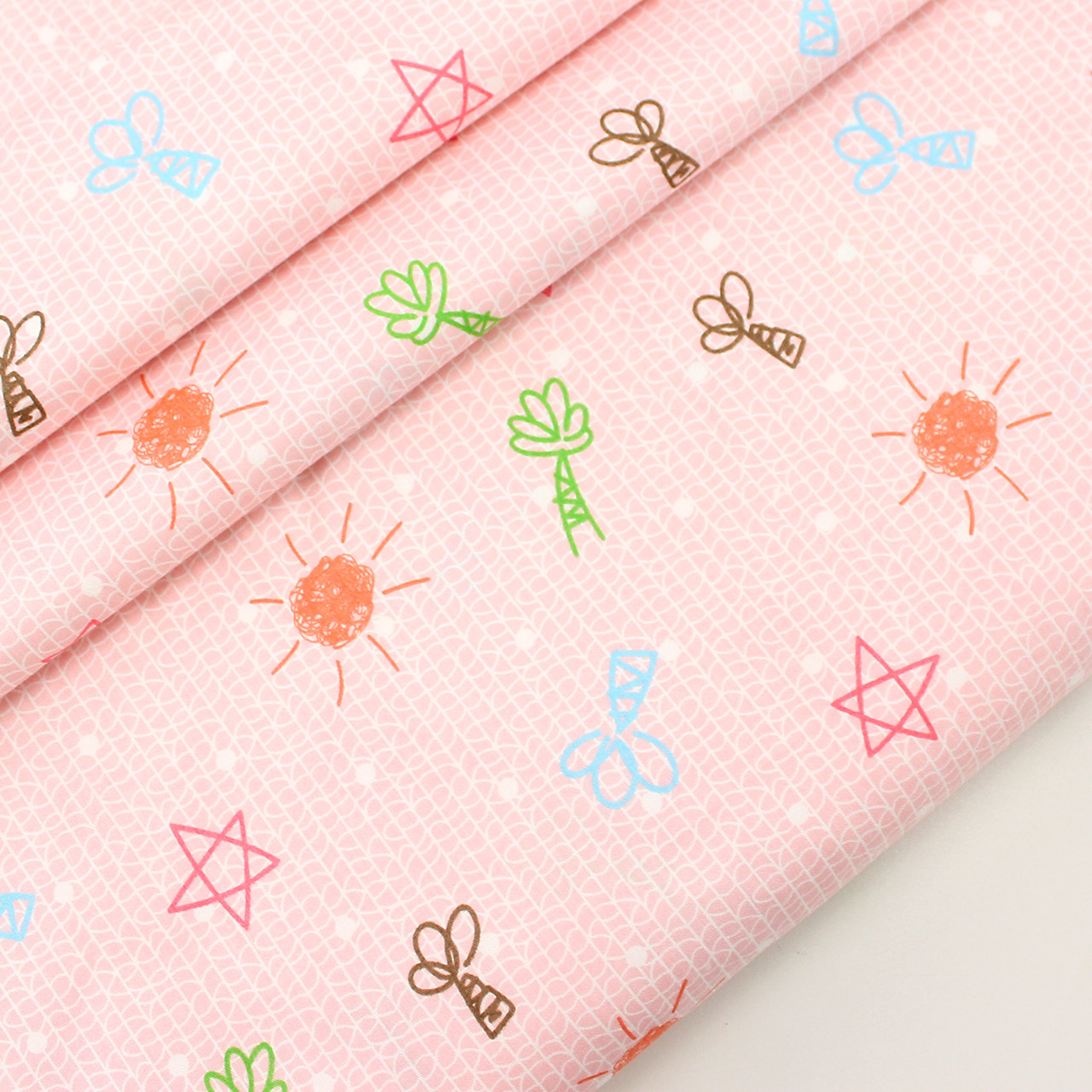 Сатин " Фігурки" на рожевому тлі No 160-16 с, фото 1