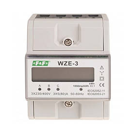 Лічильник електроенергії F&F трьофазний 80A WZE-3