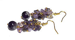 Серьги з натуральними камінцями мікс Аметист