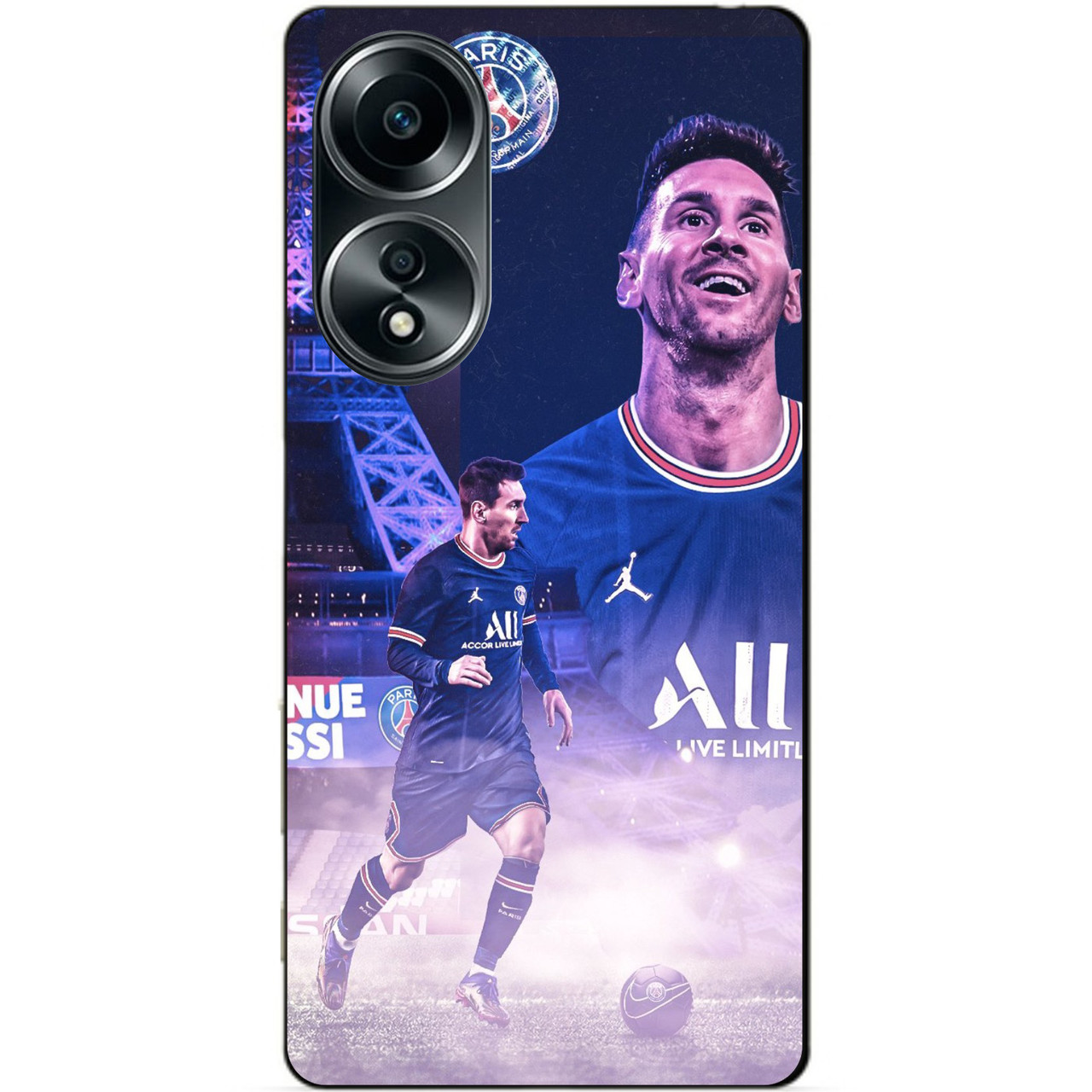 Силіконовий бампер чохол для Oppo A58 з малюнком Messi PSG Мессі