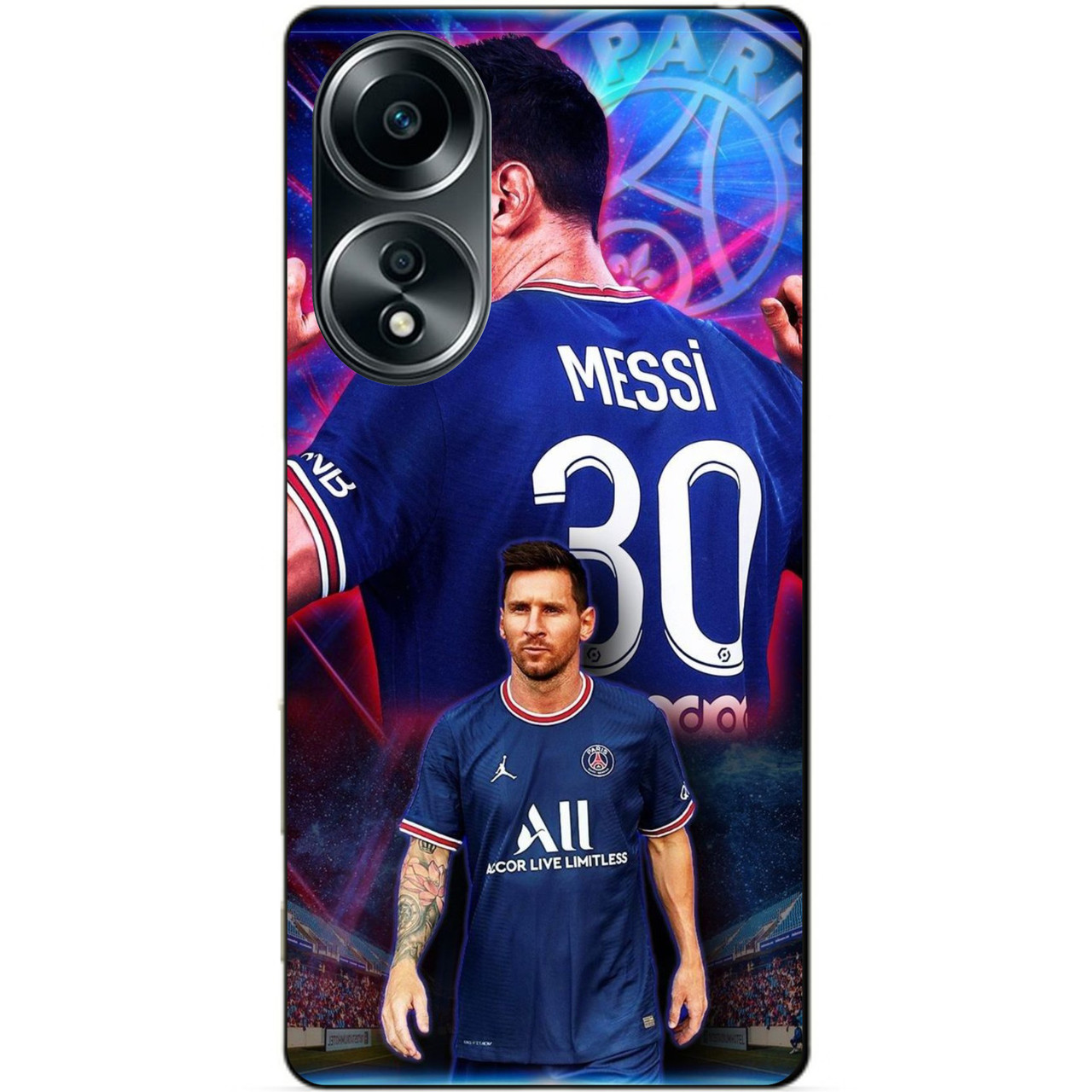 Силіконовий бампер чохол для Oppo A58 з малюнком Мессі ПСЖ Messi