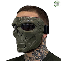 Тактическая защитная маска с линзами/ Армейские баллистические очки/ Маскировочная оливковая маска для военных