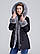 Зимова жіноча чорна куртка парка з хутром, фото 3