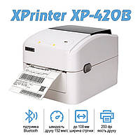 Термопринтер для печати этикеток Xprinter XP-420B + Bluetooth белый