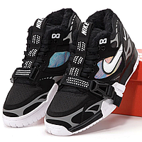 Кроссовки мужские Nike Air Trainer 1 SP Black White winter мех / Найк аир Трейнер черные с мехом 43