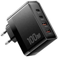 Мережевий зарядний пристрій Essager 100W GAN (2xUSB-C + 2xUSB-A) Quick Charger ES-CD37 ( Black )