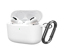 Силиконовый чехол для наушников Airpods Pro Белый для Apple AirPods Pro white + карабин