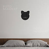 Зеркальная наклейка на стену в виде кошачей мордочки "Meow" акриловая панель для декора интерьера, 1 шт., Черный