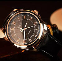 Часы мужские наручные YAZOLE кварцевые черные, Годинник чоловічий наручний YAZOLE кварцовий чорний