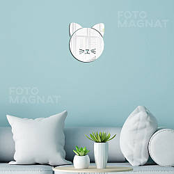 Дзеркальна наліпка на стіну "Meow" — акрилова панель для декору, самоклейна 1 шт. 23х20 см