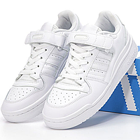 Кроссовки женские и мужские Adidas Forum Low White / кеды Адидас Форум белые