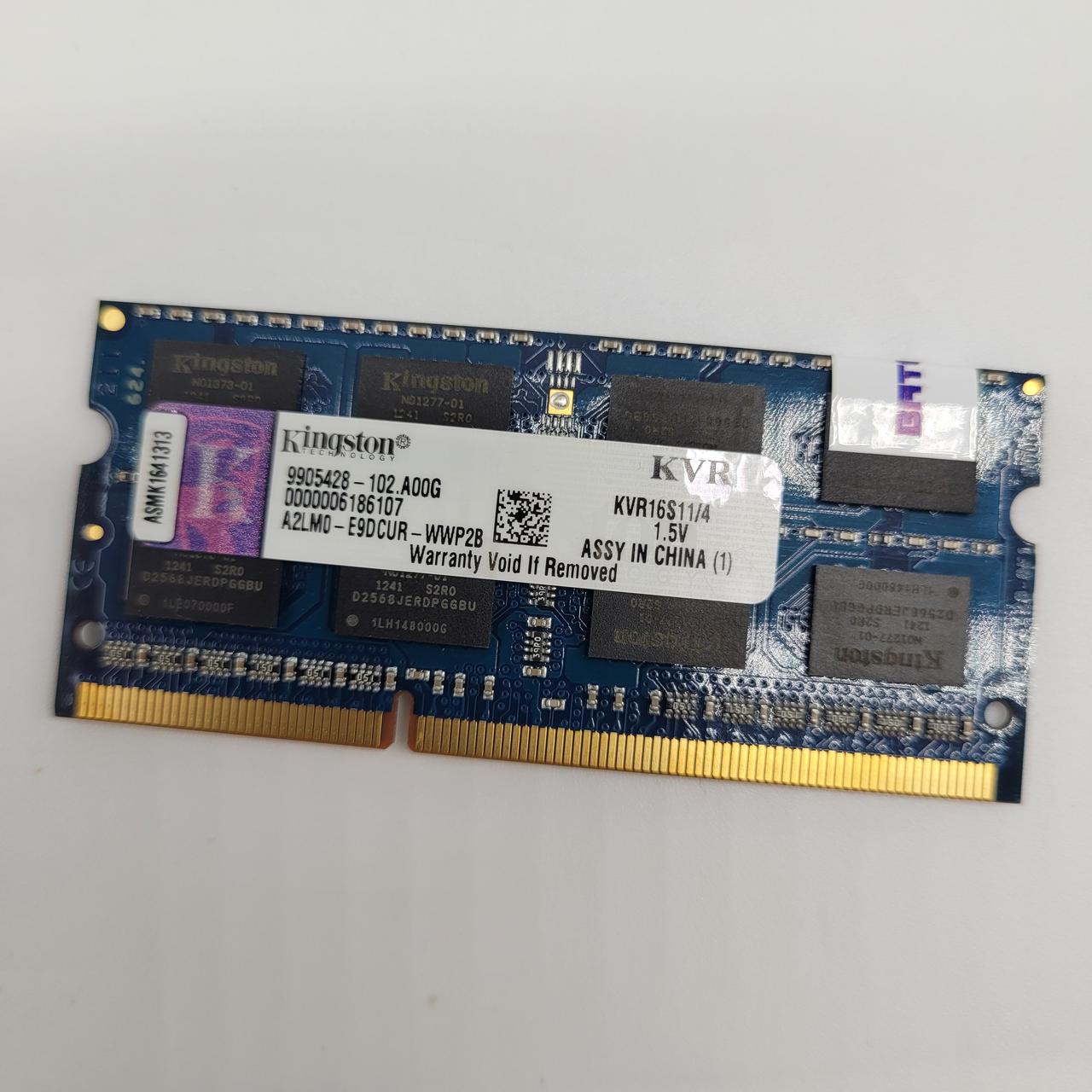 Оперативна пам'ять для ноутбука Kingston SODIMM DDR3 4Gb 1600MHz PC3-12800S 2R8 CL11 (KVR16S11/4) Б/В