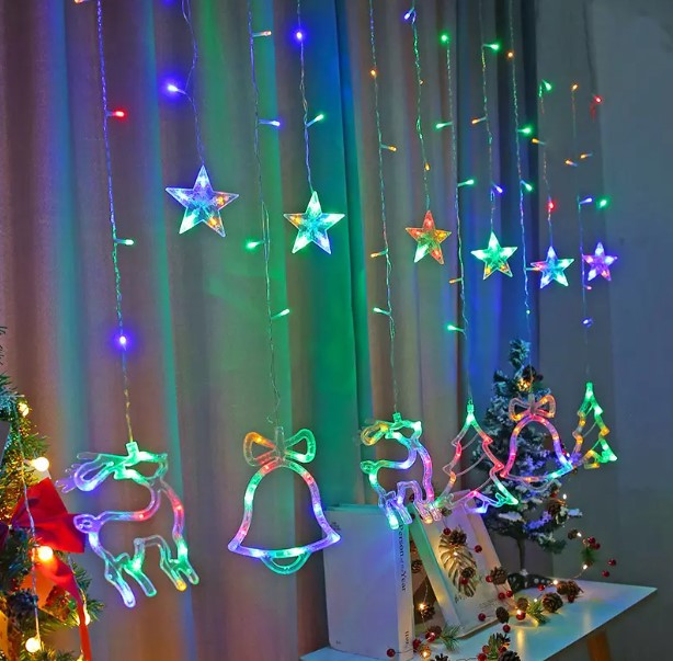 Гірлянда світлодіодна штора Різдвяна 138 led, 2.5м ширина, мульти колір, фото 1