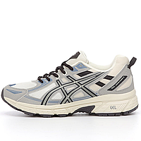 Кроссовки мужские и женские Asics Gel Venture 6 White Grey Black / Асикс гель вентур 6 белые