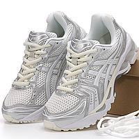 Кроссовки женские и мужские Asics Gel-Kayano 14 White Silver / Асикс гель каяно 14 белые серебряные