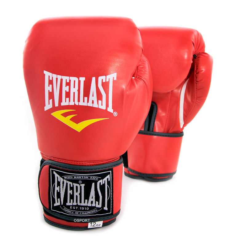 Рукавички боксерські для боксу 12 унцій на липучці Everlast шкіра PU (BO-3987) Червоний, фото 1