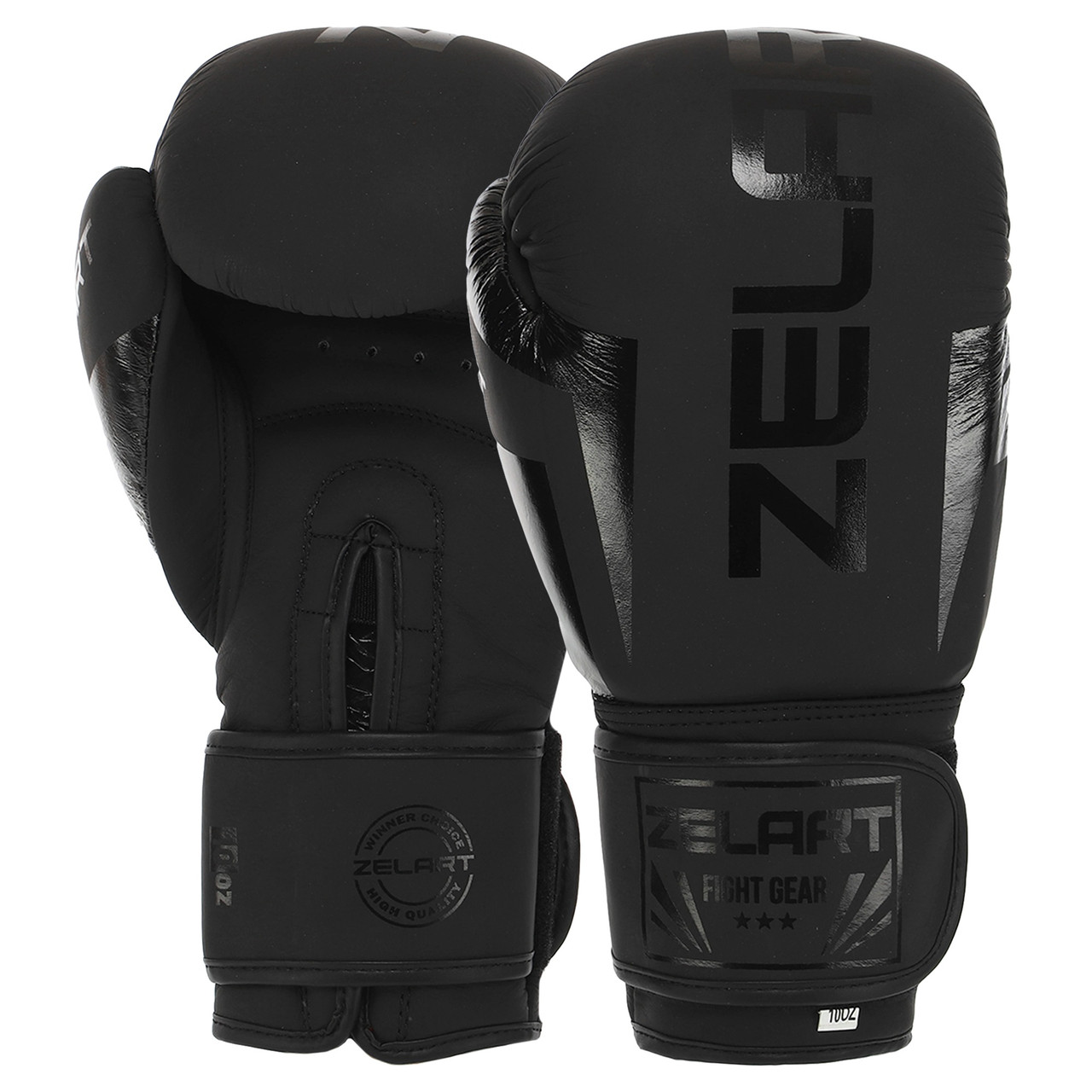 Рукавиці для боксу шкіряні на липучці Zelart Elit Fight Gear 8291 12 унцій Black