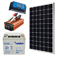 Резервне живлення для дома Led-Story Преміум комплект сонячна панель 100Вт з контролером, АКБ 40А 480Вт та Інвертором 12В 900Вт