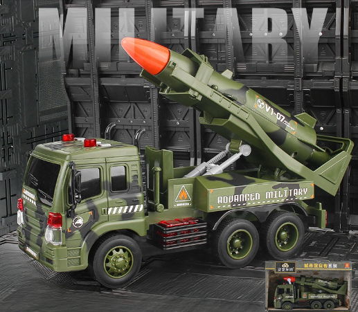 Машина дитяча військова іграшка для хлопчика інерційна з ракетною установкою і звуковими ефектами