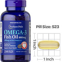 Омега-3 жирні кислоти Puritan's Pride Omega-3 Fish Oil 1000 mg 250 капсул риб'ячий жир