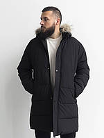 Мужская стильная зимняя тёплая курточка парка чёрного цвета топ качества