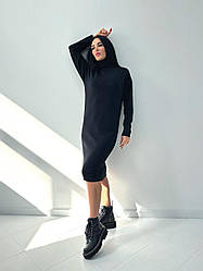 Тепле ангорове плаття міді з високим коміром "Amina" оптом | Норма