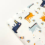 Сатин "Крокодили" гірчичні та сині на білому тлі No 160-240 с, фото 7