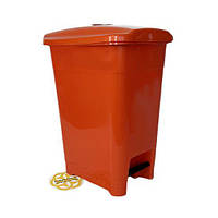 Пластиковый бак для мусора с педалью 50 Л, пластик, оранжевый Afacan Plastik