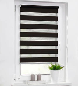 Рулонні штори день-ніч однотонні Шоколадний. Тканинні ролети,