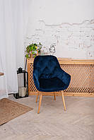 Мягкий стул с деревянными ножками "Меджик" Синій