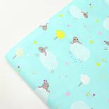 Сатин " Овечки в деревах" на блакитному м'ятному тлі No 160-43 с, фото 7