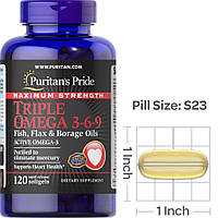 Омега 3-6-9 Puritan's Pride Omega 3-6-9 Triple maximum strength 120 капсул жирні кислоти