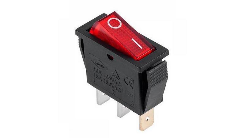 Перемикач Daier KCD3-101 RD, ON-OFF, 2pin, 15A 250VAC
