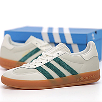 Кроссовки мужские и женские Adidas Gazelle Indoor Grey Green / кеды Адидас Газели серые