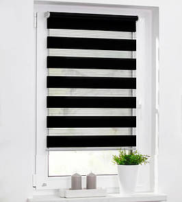 Рулонні штори день-ніч однотонні Чорний. Тканинні ролети,