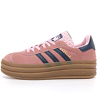 Кроссовки женские Adidas Gazelle Bold Platform Pink / кеды Адидас Газели розовые