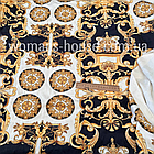 Велюр плюш  друкований принт Вензеля на чорному, фото 2