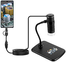 Мікроскоп цифровий портативний AN104 / кратність 1000X / OTG Micro USB / Type-C / підсвічування
