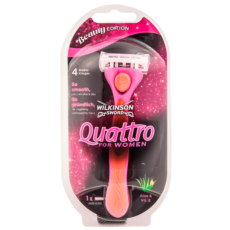 Жіночий станок бритва жіноча для гоління Wilkinson Sword Schick Quattro for Women Beauty Edition Рожевий