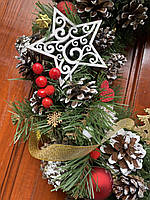 Великий Різдвяний вінок 40 см, новорічний декор, Новорічні декоративні вінки, фото 2