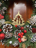 Великий Різдвяний вінок 40 см, новорічний декор, Новорічні декоративні вінки, фото 3